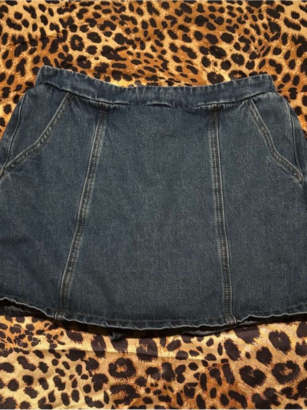 Flying Tomato Medium Wash Denim Skort with Elastic Waist